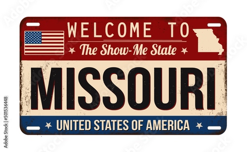 Welcome to Missouri vintage rusty license plate photo