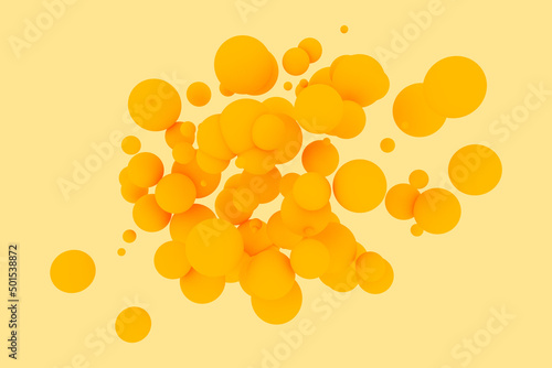 Chewing gum yellow bubbles. Dynamic bouncing 3d balls for text, flyer, banner