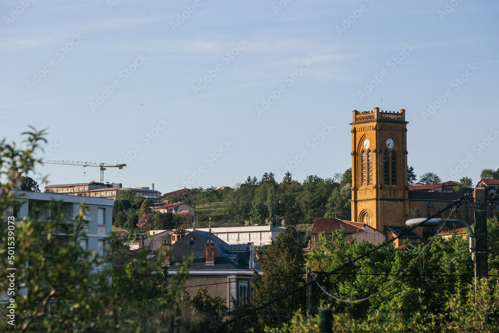 sunset of city of tatare in France overlooking basilica of city sunset of city of tatare in France overlooking basilica of city