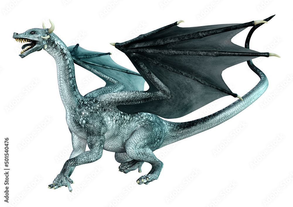 Fototapeta premium 3D Rendering Fairy Tale Dragon on White