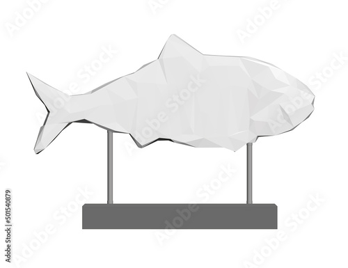 Low poly model of fish figurine isolated on white background. 3D. Vector illustration