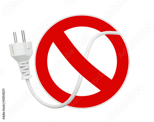 Verbotsszeichen mit einem Stromkabel