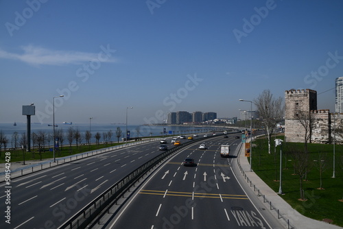 Panoramic view of Kennedy Avenue in Istanbul. April 14, 2022, Istanbul, Turkey.