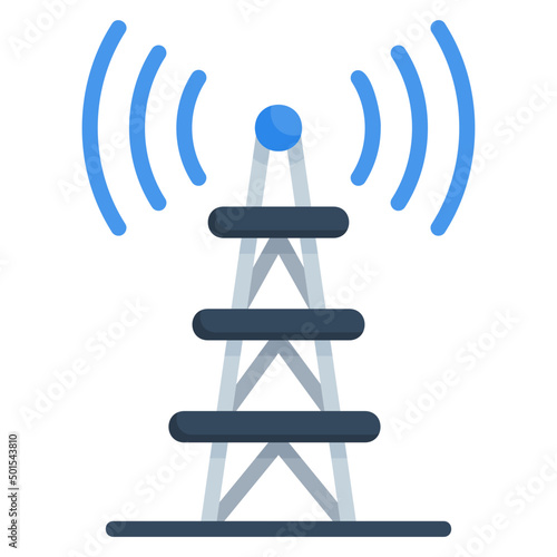 Tower Signal flat icon. Can be used for digital product, presentation, print design and more.