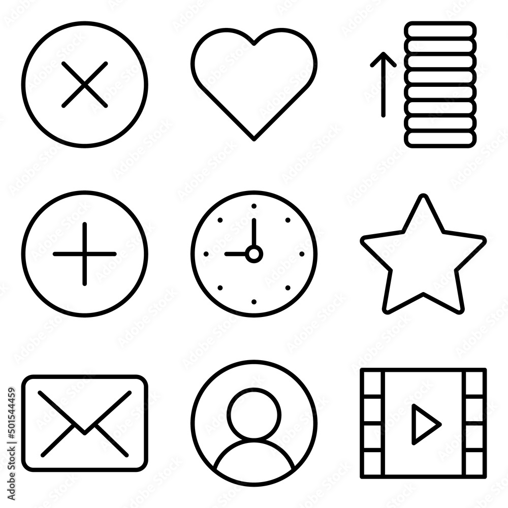 Must Have Flat Icon Set Isolated On White Background Must Have Flat Icon Set Isolated On White Background