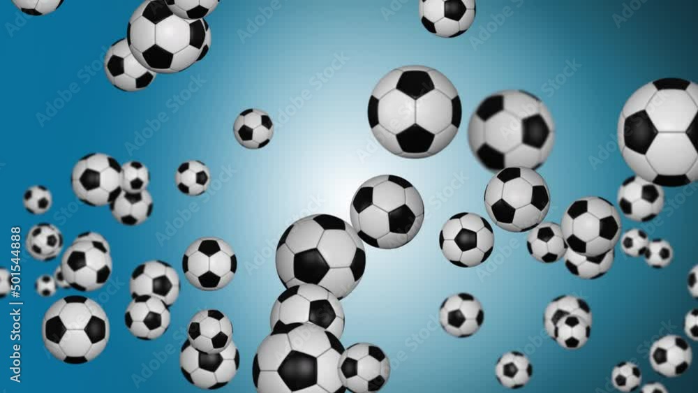 Flying soccer balls football Soccer Sport Background. Animation of black and white soccer football ball spinning. football for sports advertising. soccer championship. Summer sports games Flying soccer balls football Soccer Sport Background. Animation of black and white soccer football ball spinning. football for sports advertising. soccer championship. Summer sports games
