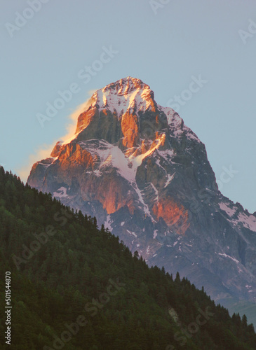 mountain peak at sunset
