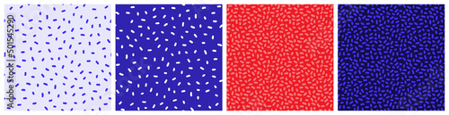 Simple spot seamless pattern in red, blue and white colors to use as poster background or textile print.
