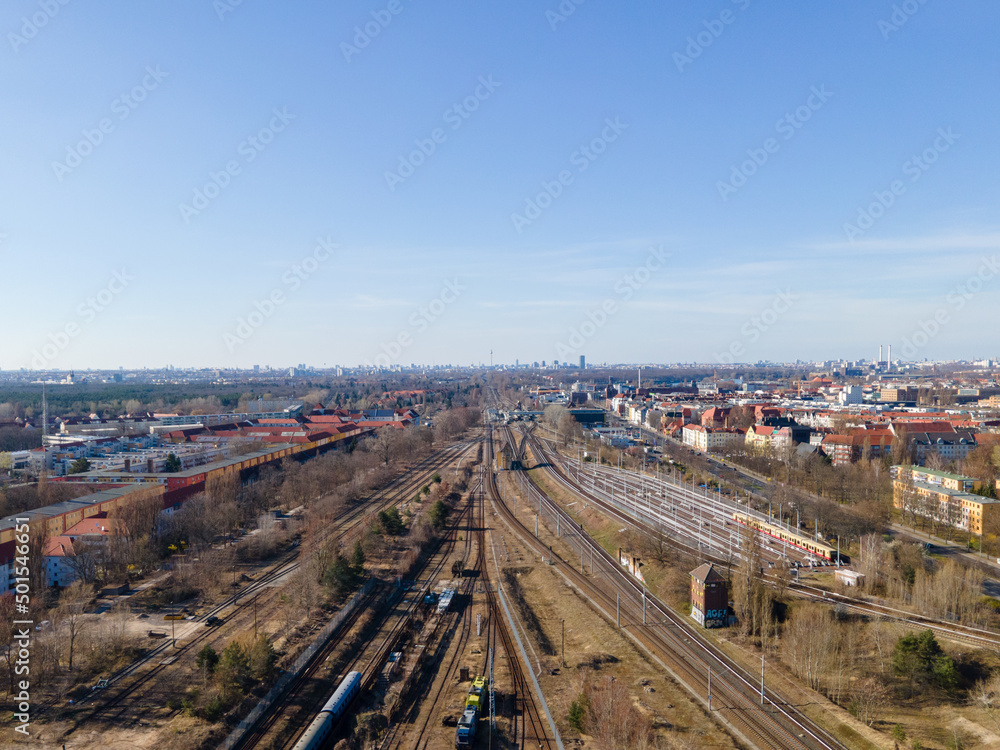 Berlin Skyline with Train rail