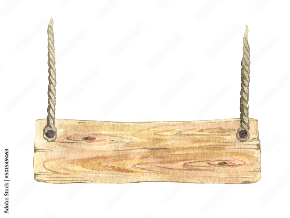 A wooden tablet is painted with watercolor. Text board. Isolated object on a white background. A wooden tablet is painted with watercolor. Text board. Isolated object on a white background.