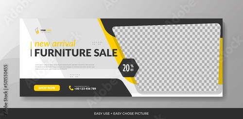 Modern furniture web banner template design