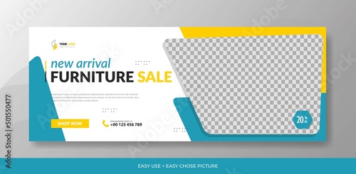 Modern furniture web banner template design