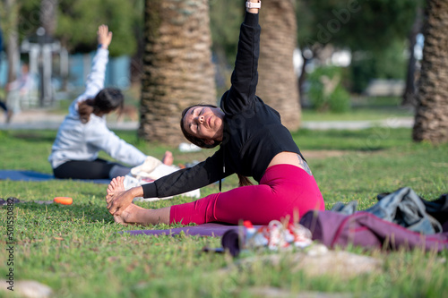 Yoga teacher teaching outdoor classes in Ibiza