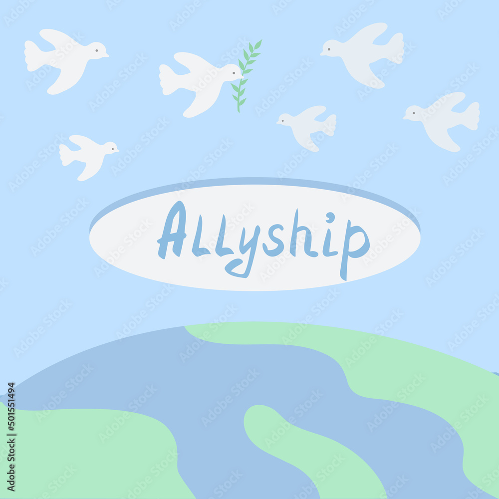 Allyship. Vector Illustration for printing, backgrounds, covers, packaging, greeting cards, posters, stickers, textile and seasonal design.