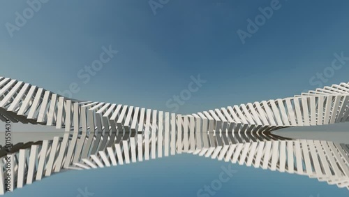 Futuristic architecture background mechanically rotating geometric design  3d animation