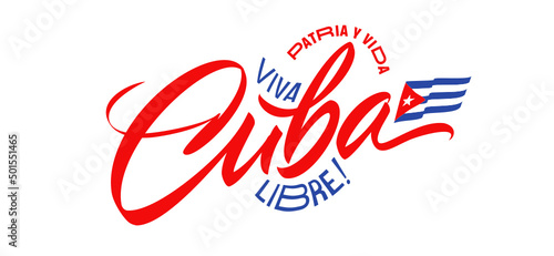 Cuba lettering design for t-shirt, mug, poster. Vector hand drawn inscription. Viva Cuba Libre. Apparel Print. Cuba handwritten inscription.