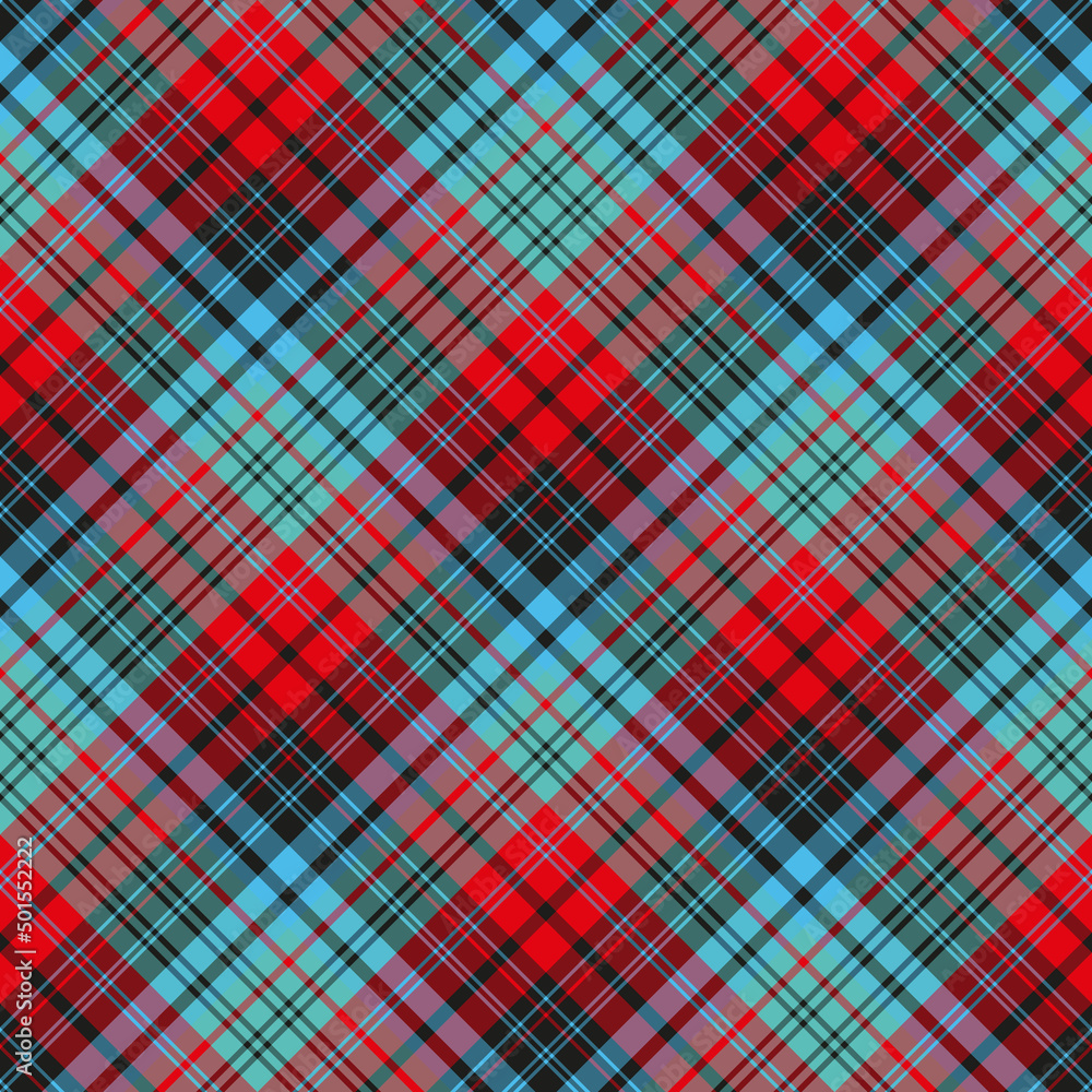 Seamless pattern in bright blue, black and red colors for plaid, fabric, textile, clothes, tablecloth and other things. Vector image. 2 Seamless pattern in bright blue, black and red colors for plaid, fabric, textile, clothes, tablecloth and other things. Vector image. 2