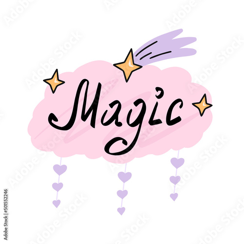 Wallpaper Mural Magic text. Hand drawn vector Illustration for printing, backgrounds, covers, packaging, greeting cards, posters, stickers, textile and seasonal design. Isolated on white background. Torontodigital.ca