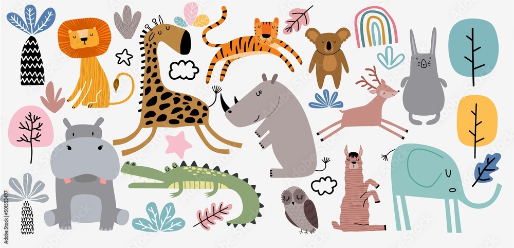 Cute Jungle Animals Vector Set Cute Jungle Animals Vector Set