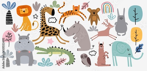 Cute Jungle Animals Vector Set