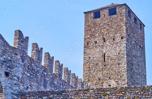 The medieval Torre Nera (Black Tower) of Castelgrande fortress of Bellinzona, Switzerland photo