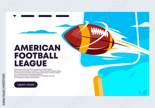  vector illustration of a banner template for a web banner for the american football league, game ball for American football © Leonid