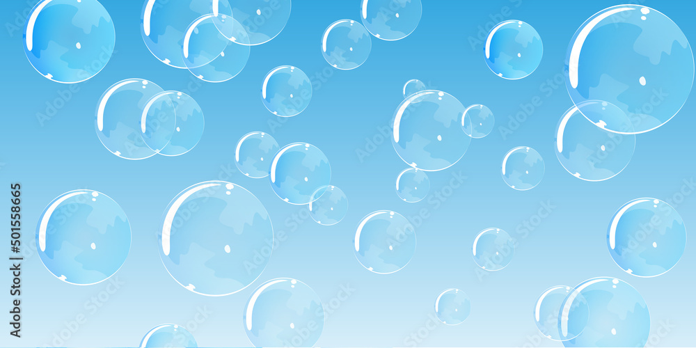 Blue transparent bubbles background