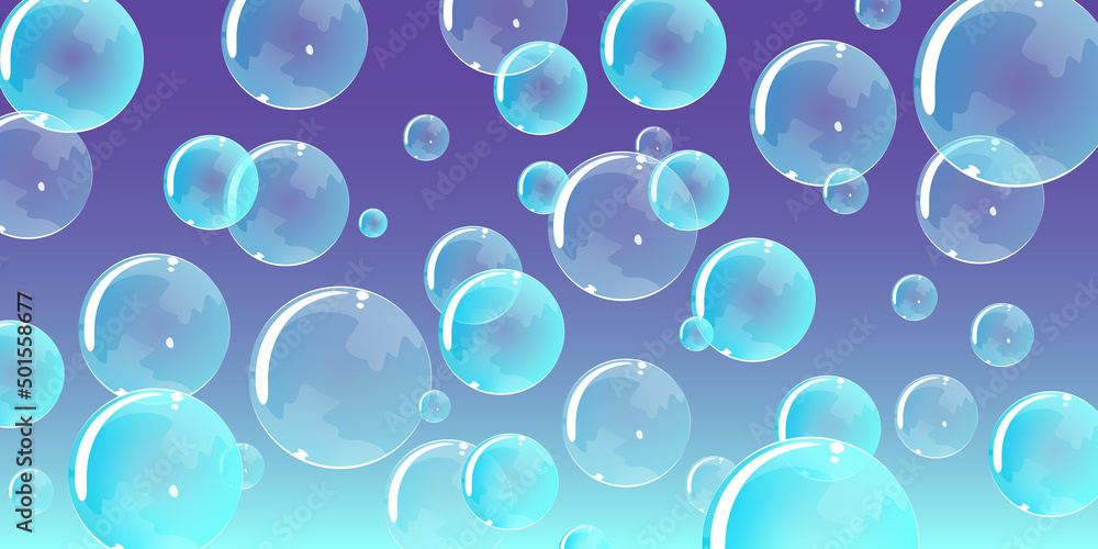 Blue transparent bubbles background