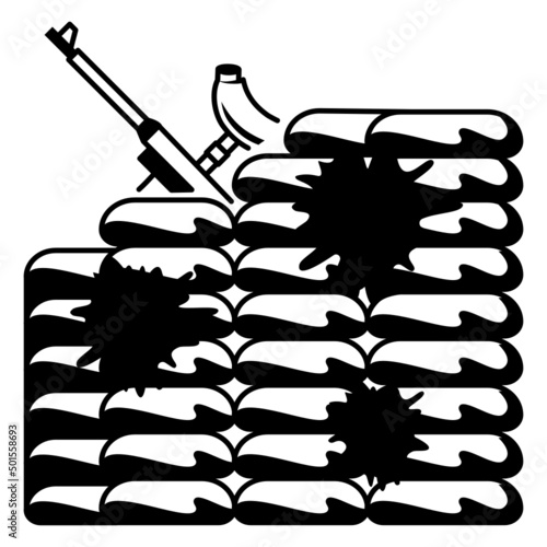 Sandbag Wall Concept, foxhole vector icon design, Shooting sport symbol, extreme sports Sign, skeet shooting and trapshooting stock illustration