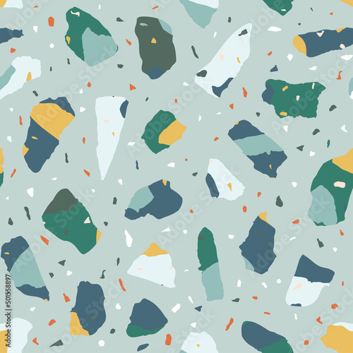 Vector Terrazzo seamless pattern. Abstract color italian flooring stone, conc...