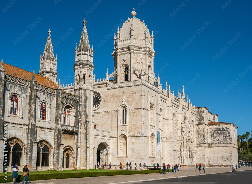 Lisbon, Portugal - november 14 2022 - Tourists visiting the Church of (Igreja) Santa Maria de Belém