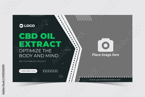 Hemp Product Youtube Thumbnail Marijuana video cover cbd oil web banner Template. Creative design templates