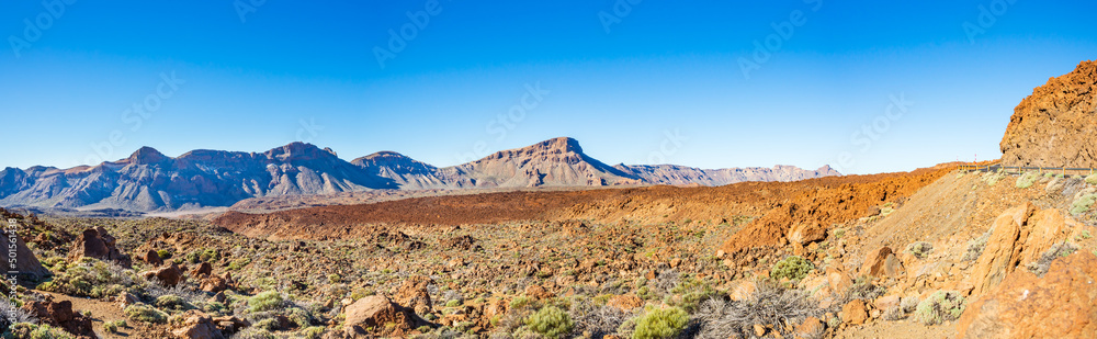 Typische Vulkanlandschaft im Teide Nationalpark auf der kanarischen Insel Teneriffa, Spanien