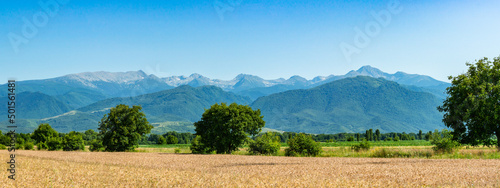 Obraz na płótnie Blick vom Norden auf Gebirgszüge der Karpaten im Nationalpark Retezat in Rumänien w salonie