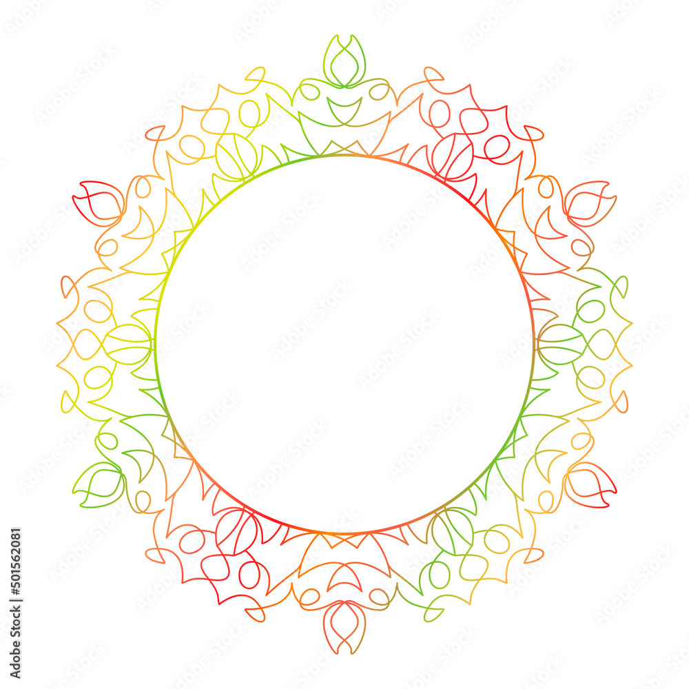 Circle frame in form of mandala. Pattern for Henna Mehndi or tattoo decoration. Decorative ornament in ethnic oriental style, vector illustration.