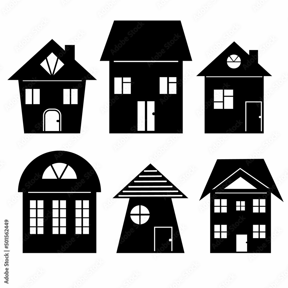 houses and urban landscape, isolated vector illustration stencil icon