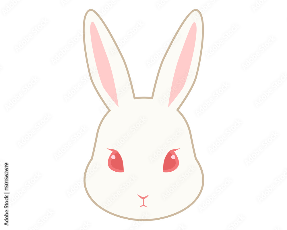 年賀状イラスト素材 白ウサギの顔 Stock Vector Adobe Stock