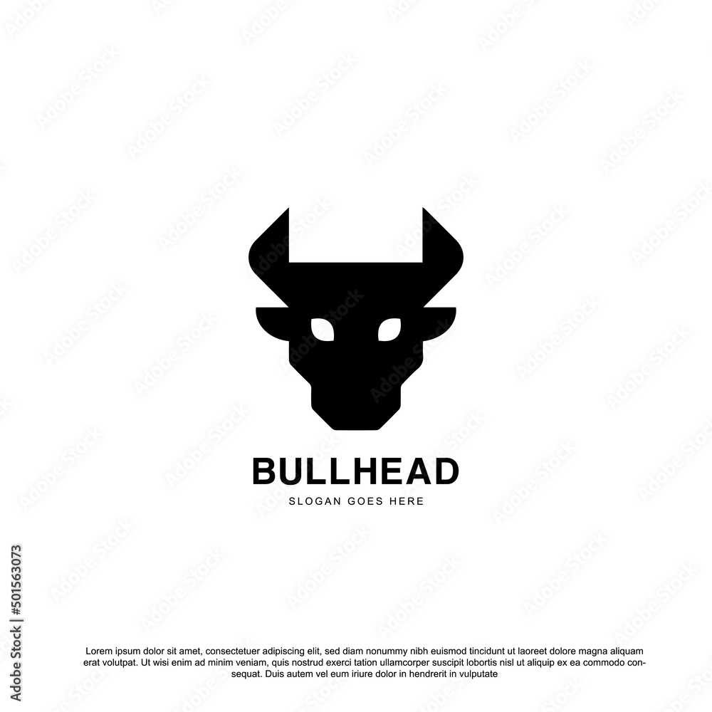 Silhouette bullhead logo design vector Silhouette bullhead logo design vector