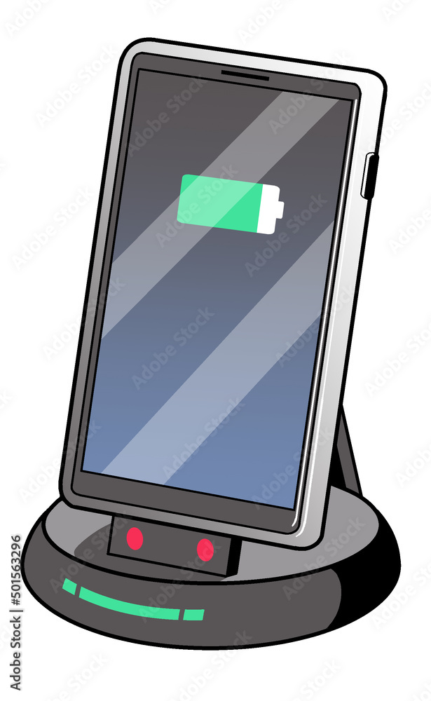 充電中のスマートフォンのイラスト スマホ 電池 ワイヤレス充電器 電話 Stock Illustration Adobe Stock
