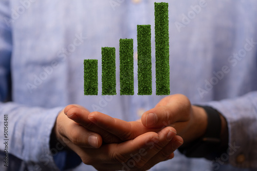 Green economy growth concept with business