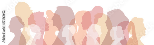 Women of different ethnicities together. Flat vector illustration.