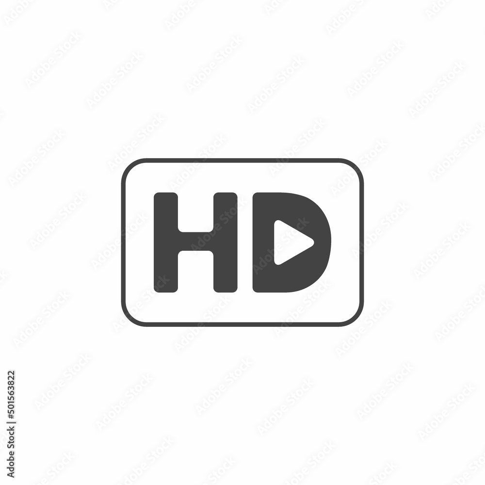 HD video logo icon vector, movie, flat black design. HD video logo icon vector, movie, flat black design.