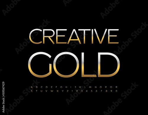Vector Creative Gold Font. Exclusive Alphabet Letters, Numbers and Symbols