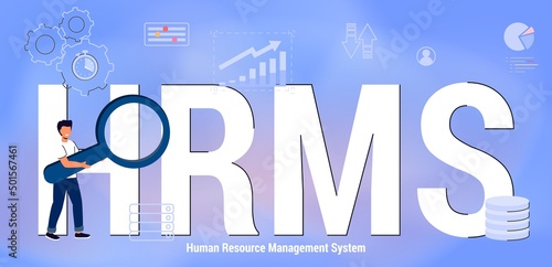 HRMS Human Resource Management System acronym Business concept background vector illustration Suite of software applications used to manage human resources and related processes