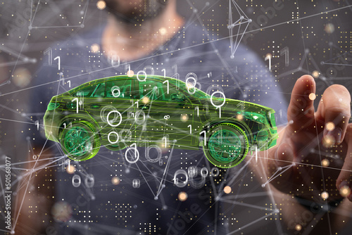 Autonomous car with HUD gra...