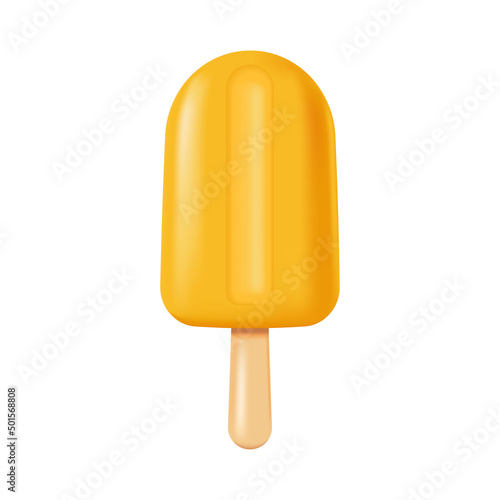 ce cream, Yellow popsicles. Vector illustration in 3d realistic style