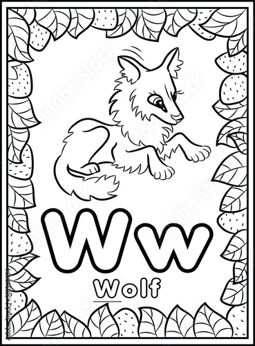 coloring page, alphabet english for kids