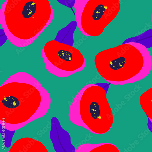 Red and Blue Tulip Marker Vector Seamless