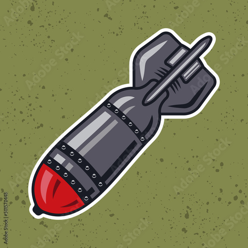 Air bomb colorful vector illustration in vintage style on background with grunge textures