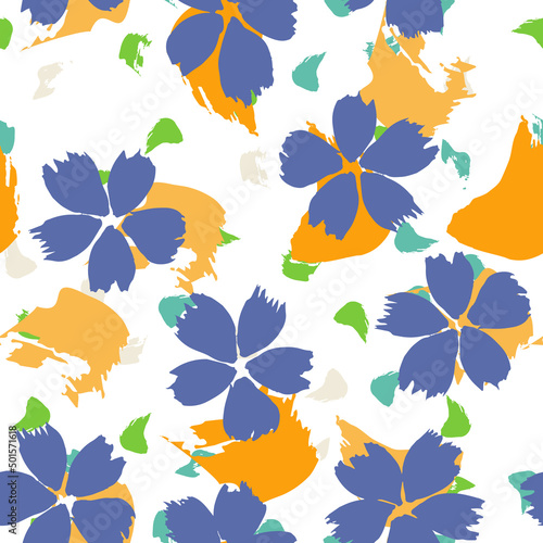 Watercolor Daisy Vector Seamless Pattern. Color